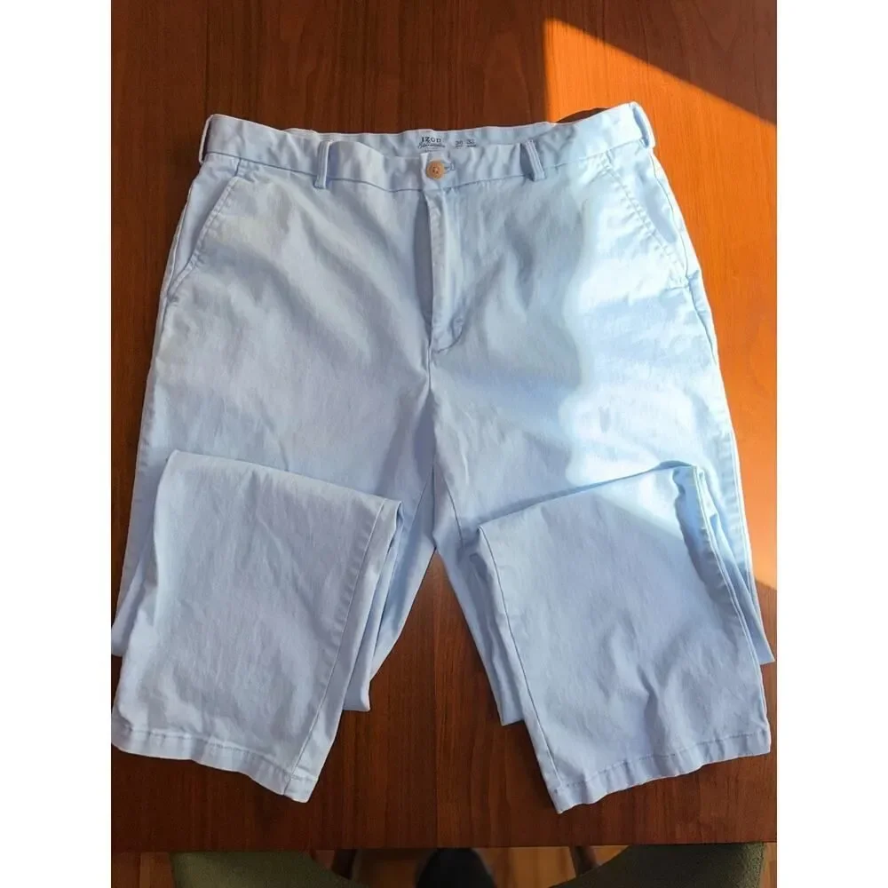 IZOD Saltwater Stretch Straight Fit Chino Pants Light Blue - Size 36x32